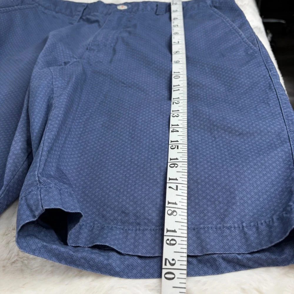English Laundry Mens Navy Blue Geometric Micro Print Cotton Chino Shorts 32W